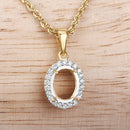 0.22 Carat Genuine White Diamond 14K Yellow Gold Semi Mount Pendant - holds 9x7mm Oval Gemstone-4