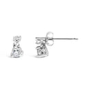 14K White Gold 1/4 Cttw Double Diamond Drop and Dangle Stud Earrings (H-I Color, SI1-SI2 Clarity)-3