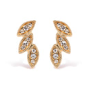 10K Yellow Gold 1/10 Cttw Diamond Triple Leaf Stud Earring (H-I Color, I1-I2 Clarity)-1