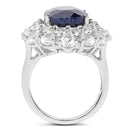 10.64 Carat Dyed Sapphire and White Topaz .925 Sterling Silver Ring-3