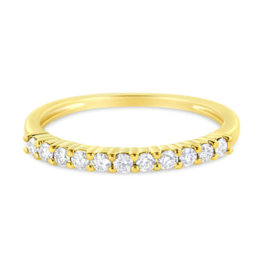 IGI Certified 1/4 Cttw Diamond 10K Yellow Gold Prong Set Fluted Band Style Ring (I-J Color, I2-I3 Clarity) - Size 7