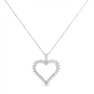 .925 Sterling Silver 1/4 cttw 3-Prong Diamond Open Heart 18" Pendant Necklace (I-J Color, I3 Clarity) - 0