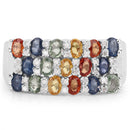 3.61 Carat Genuine Multi Sapphire .925 Sterling Silver Ring-3