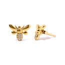 10K Yellow Gold Diamond Accented Bumble Bee Stud Earring (H-I Color, I1-I2 Clarity)-2