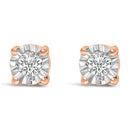 .925 Sterling Silver 1/10 Cttw Round Brilliant-Cut Lab Grown Diamond Miracle-Set Stud Earrings (F-G Color, VS1-VS2 Clarity)-1