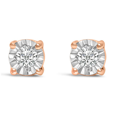 .925 Sterling Silver 1/10 Cttw Round Brilliant-Cut Lab Grown Diamond Miracle-Set Stud Earrings (F-G Color, VS1-VS2 Clarity)