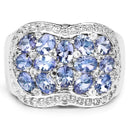 2.62 Carat Genuine Tanzanite and White Topaz .925 Sterling Silver Ring-4