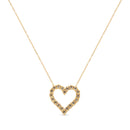 10K Yellow Gold Flashed .925 Sterling Silver 1/2 Cttw Champagne Diamond Miracle Plate Heart Pendant Necklace (K-L Color, I1-I2 Clarity) - 18"-1