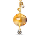 18K Yellow Gold 2/3 Cttw Round Bezel Diamond and 25mm Ball Shaped Yellow Citrine Gemstone Dangle Stud Earring (Brown and G-H Color, SI1-SI2 Clarity)-3