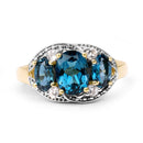 14K Yellow Gold Plated 2.77 Carat Genuine London Blue Topaz and White Topaz .925 Sterling Silver Ring-3