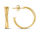 14k Yellow Gold Large Crossover Hoops-1
