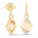 0.57 Carat Genuine Ethiopian Opal and White Diamond 14K Yellow Gold Earrings-3