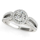 14k White Gold Diamond Engagement Ring with Teardrop Split Shank (7/8 cttw)-1