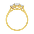 10K Yellow Gold Princess-Cut Diamond Three Stone Band Ring (1 Cttw, J-K Color, I1-I2 Clarity) - Size 6-4