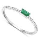 0.18 Carat Genuine Zambian Emerald and White Diamond 14K White Gold Ring-2