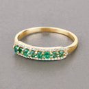 0.35 Carat Genuine Zambian Emerald and White Diamond 14K Yellow Gold Ring-4