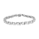 14K White Gold 5 1/4 cttw Diamond S-Link Floral Cluster Tennis Bracelet (I-J Clarity, SI2-I1 Color) - Size 7"-1