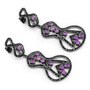5.30 Carat Genuine Amethyst and Black Spinel .925 Sterling Silver Earrings-3