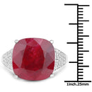 14.47 Carat Dyed Ruby and White Topaz .925 Sterling Silver Ring-3