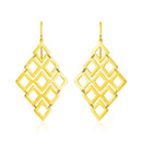 14k Yellow Gold Earrings with Polished Open Diamond Motifs-1