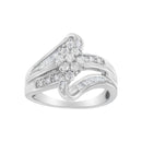 10K White Gold 1/2 cttw Diamond Cluster Ring (H-I Clarity, I2-I3 Color) - Size 6-3