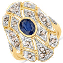 1.84 Carat Genuine Blue Sapphire and Diamond .925 Sterling Silver Ring-1