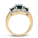 14K Yellow Gold Plated 2.77 Carat Genuine London Blue Topaz and White Topaz .925 Sterling Silver Ring-2