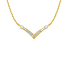 10K Yellow and White Gold 1/2 Cttw Princess Cut Diamond Channel-Set â€œVâ€ Shape 18" Franco Chain Necklace (H-I Color, SI2-I1 Clarity)-1