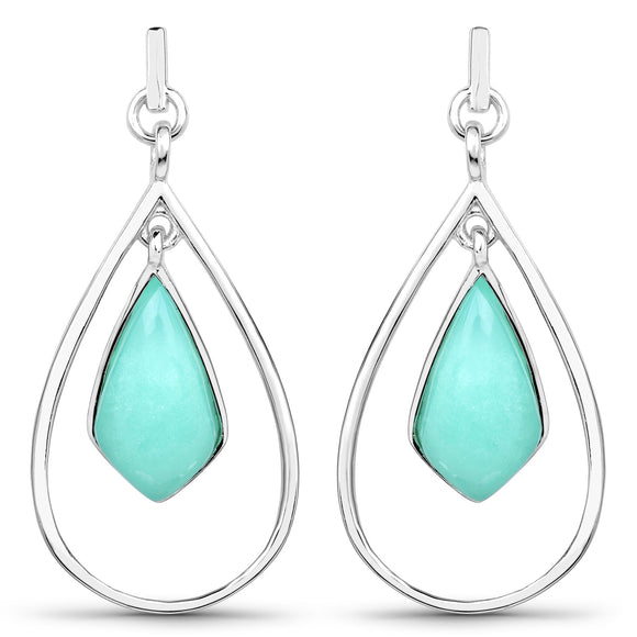 8.80 Carat Genuine Crysopharse .925 Sterling Silver Earrings