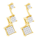 14K Yellow Gold 1 cttw Princess Cut Diamond Earrings (H-I, SI1-SI2)-2