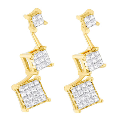 14K Yellow Gold 1 cttw Princess Cut Diamond Earrings (H-I, SI1-SI2) - 0
