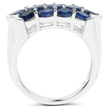 2.60 Carat Genuine Blue Sapphire .925 Sterling Silver Ring - 0