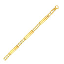 14k Two-Tone Gold Fancy Bar Style Men's Bracelet with Curved Connectors-3