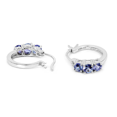 1.58 Carat Genuine Tanzanite .925 Sterling Silver Earrings - 0
