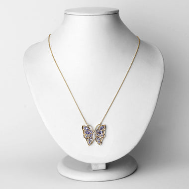 2.76 Carat Genuine Tanzanite and White Zircon .925 Sterling Silver Necklace - 0