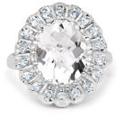 5.90 Carat Genuine Crystal Quartz and Swiss Blue Topaz .925 Sterling Silver Ring-4