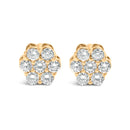 14K Yellow Gold 3/4 Cttw 7 Stone Floral Cluster Round Brilliant Cut Diamond Stud Earrings with Screw Backs (I-J Color, SI2-I1 Clarity)-1