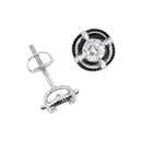 Black Rhodium Plated .925 Sterling Silver Round 1-1/2 cttw Diamond Double Halo 4-Prong Solitaire Milgrain Stud Earrings (H-I Color, I2-I3 Clarity)-4