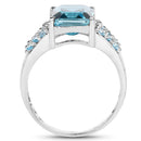 4.39 Carat Genuine London Blue Topaz and Swiss Blue Topaz .925 Sterling Silver Ring-2