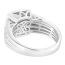 10K White Gold Diamond Cluster Ring (1 Cttw, H-I Color, I1-I2 Clarity) - Size 6-3/4-6