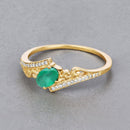 0.51 Carat Genuine Zambian Emerald and White Diamond 14K Yellow Gold Ring-4