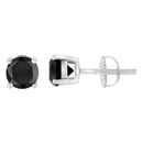 14K White Gold 2.00 Cttw Round Brilliant-Cut Black Diamond Classic 4-Prong Stud Earrings with Screw Backs (Fancy Color-Enhanced, I2-I3 Clarity)-2