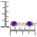 3.27 Carat Genuine Amethyst and White Topaz .925 Sterling Silver Bracelet-3