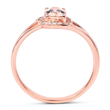 0.78 Carat Genuine Morganite and White Diamond 14K Rose Gold Ring - 0