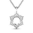 0.14 Carat Genuine White Diamond 14K White Gold Semi Mount Pendant - holds 8.00mm Round Gemstone-1