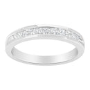 IGI Certified 1/2 Cttw Princess Cut Diamond 18K White Gold Channel Set Half Eternity Style Wedding Band Ring (H-I Color, SI2-I1 Clarity) - Size 4-1/2-2