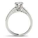 14k White Gold Single Row Prong Set Diamond Engagement Ring (1 3/8 cttw)-2