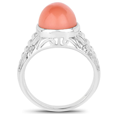 6.00 Carat Genuine Peach Moonstone .925 Sterling Silver Ring - 0