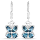 2.32 Carat Genuine London Blue Topaz .925 Sterling Silver Earrings-1