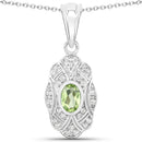 0.55 Carat Genuine Peridot and White Topaz .925 Sterling Silver Pendant-1